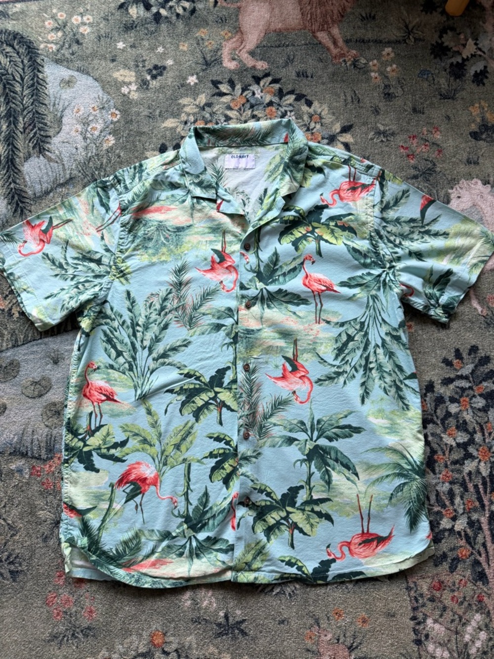 Old Navy Men’s Lg Tropical Flamingo Button up